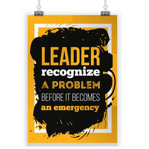 Leader recognize the problem. Inspirational motivational quote about leadership. Creative poster for wall — Stock Vector