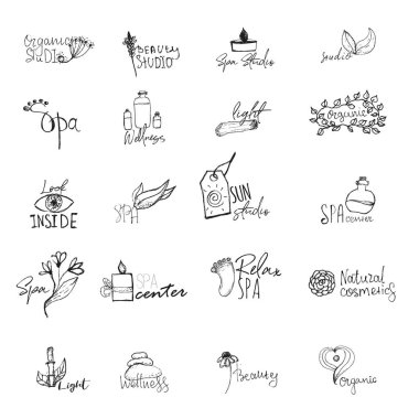Sağlık spa logolar - doğal işaretleri ve kavramları sağlık merkezleri, yoga dersleri için vektör kümesi