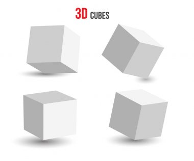 Perspektif Görünümü üzerinde şeffaf arka plan izole gölge ile küp simge kümesi