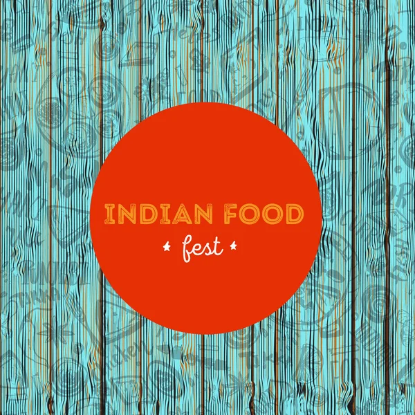 Indian Food fond de menu avec lettrage. Flyer croquis moderne pour café . — Image vectorielle