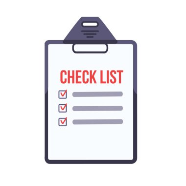 Liste düz Pano kontrol edin. Vektör belgeye çizimde