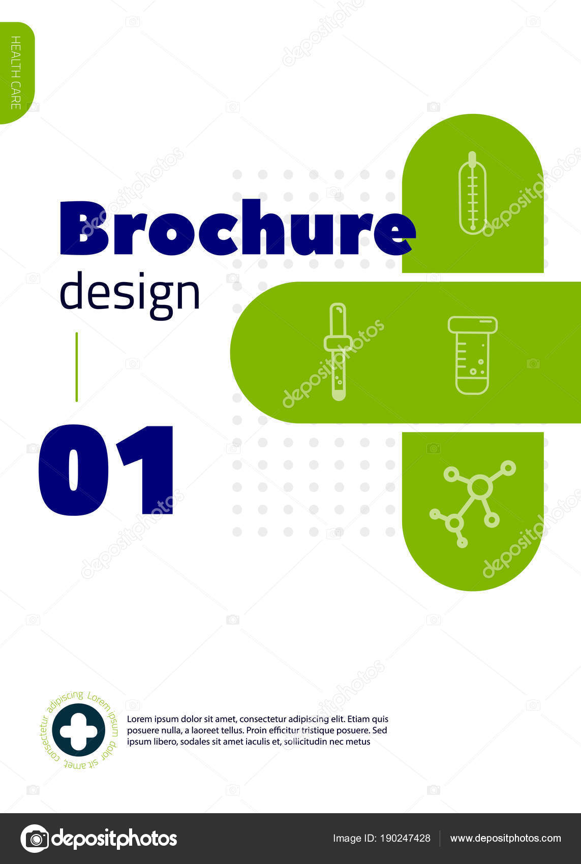 medical brochure design template flyer with inline medicine icons