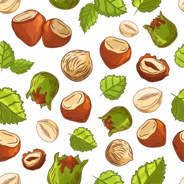 Fındık vektör sorunsuz arka plan. Deli desen baskı ambalaj, reklam, afiş için
