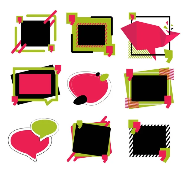 Sprechblasendesign. Zeichen von Anführungszeichen. Kommunikationsgespräch Form für Dialog-Banner. Zeichentrickvektorillustration — Stockvektor