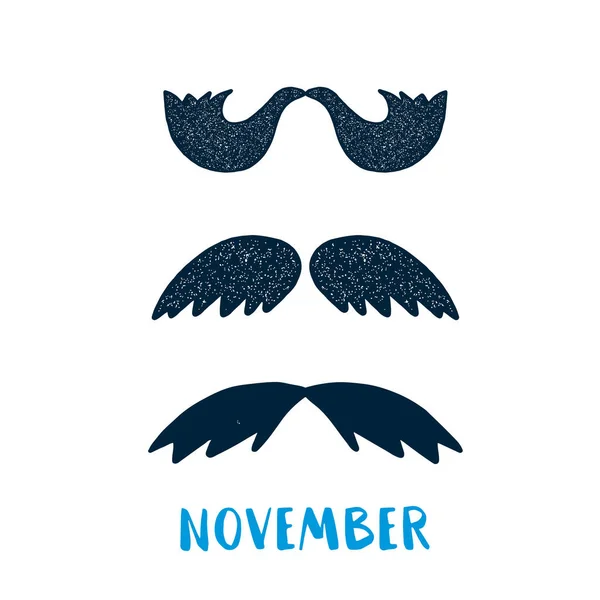 Semplice poster di novembre sui baffi, sfondo vettoriale di sensibilizzazione sul cancro. Volantino sulla salute — Vettoriale Stock
