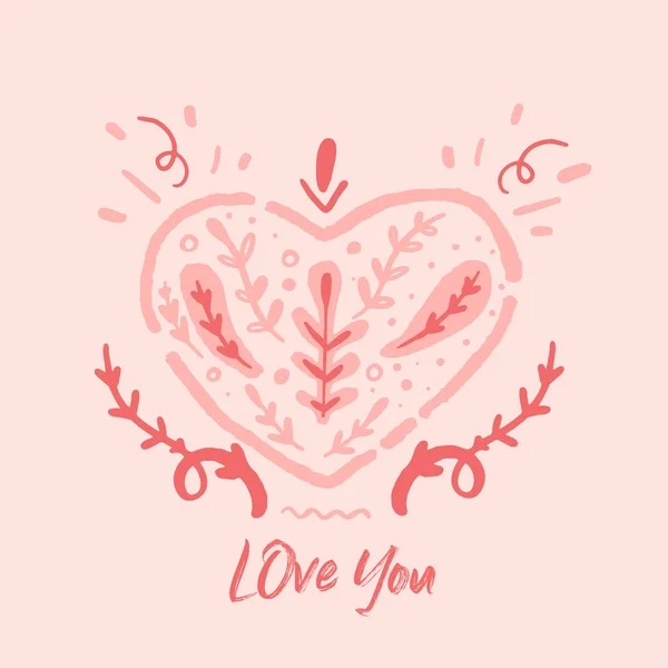 Pink Love you quote on background. Lettering poster. Valentine gift. Modern style. Handwritten style phrase. — Stock Vector