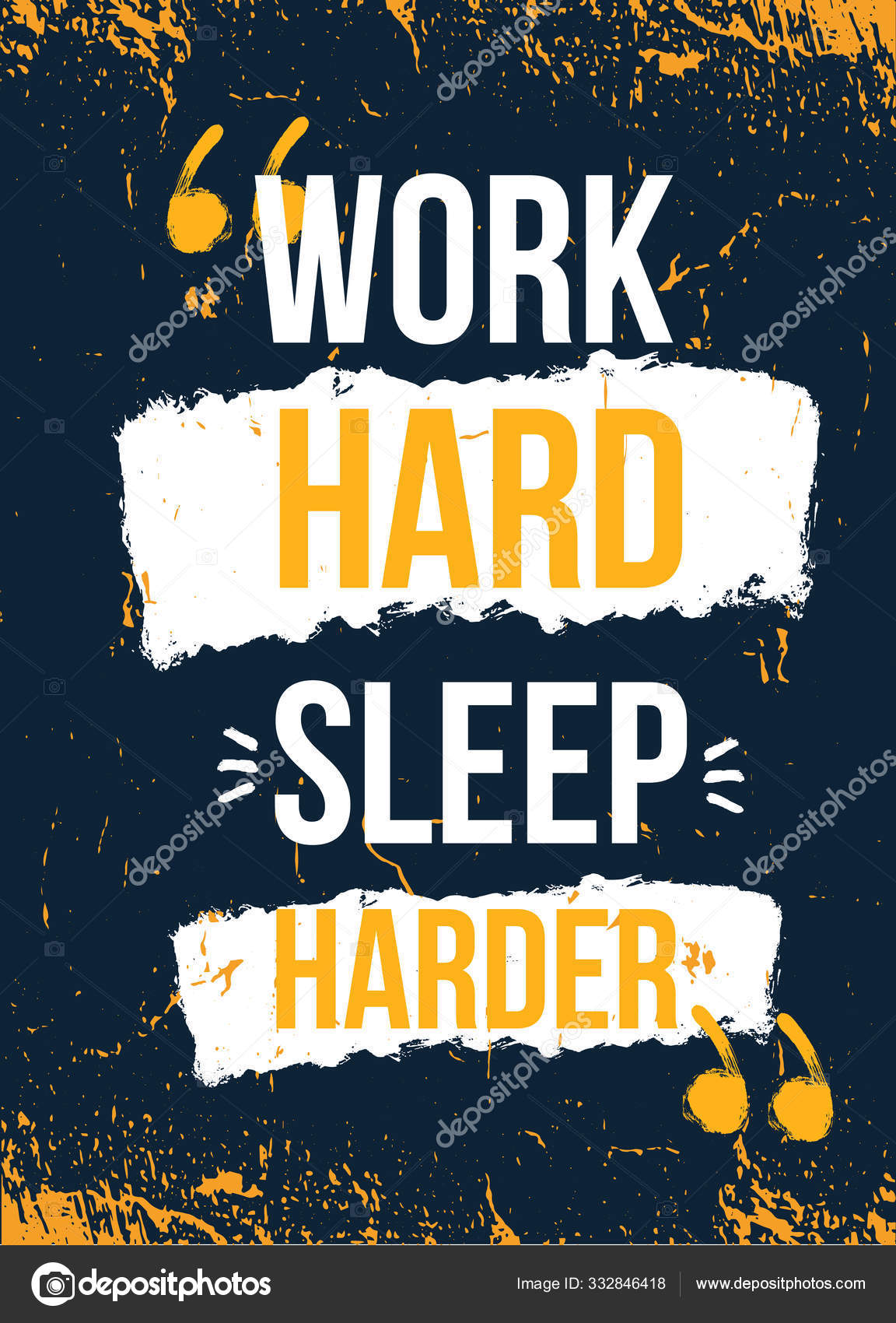Work hard Sleep harder quote for decoration design. Rest motivation