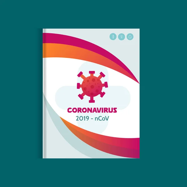 Brochure sur le coronavirus médical, rapport sur la santé, modèle de médecine, couverture hospitalière — Image vectorielle