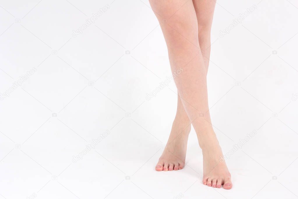 Healthy women's heels and smooth legs