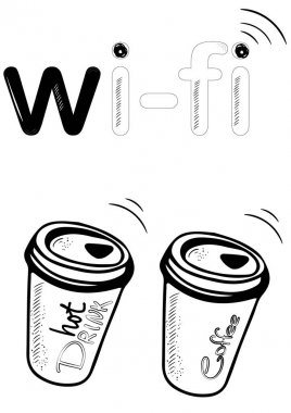 vektör simge Kahve kupaları ve wi-fi