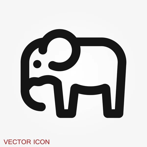 Elefante icono, vector logotipo línea de arte ilustración — Archivo Imágenes Vectoriales