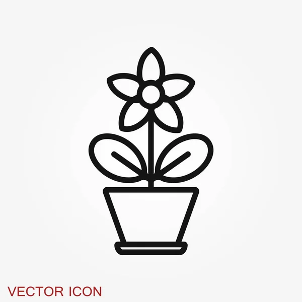 Значок цветочного горшка, векторные растения в горшке, цветочный символ — стоковый вектор