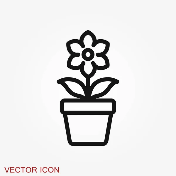 Flowerpot icon, vectorized plants in a pot, flower symbol — Stock Vector