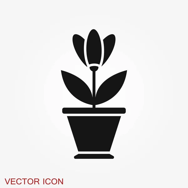 Ikon Flowerpot, tanaman vektor dalam pot, simbol bunga - Stok Vektor