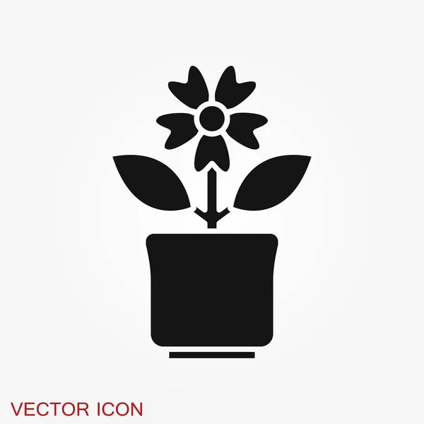 Blumentopf-Symbol, vektorisierte Pflanzen im Topf, Blumensymbol — Stockvektor