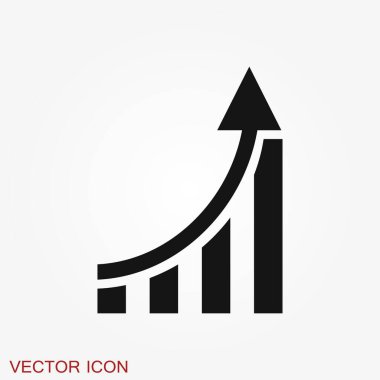Büyüme simgesi, ticari bilgi simgesi, vektör büyüme sembolü