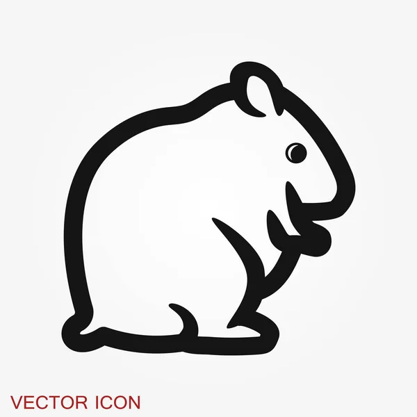 Icono de hámster en estilo plano sobre fondo, símbolo animal — Vector de stock