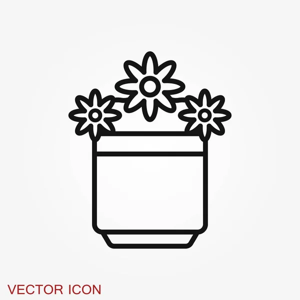 Значок цветочного горшка, векторные растения в горшке, цветочный символ — стоковый вектор