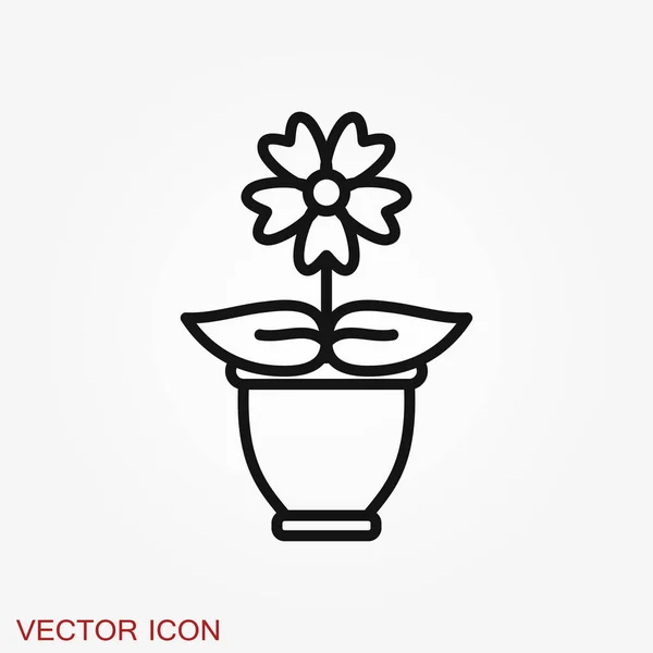 Blumentopf-Symbol, vektorisierte Pflanzen im Topf, Blumensymbol — Stockvektor