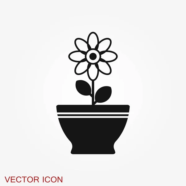 Flowerpot icon, vectorized plants in a pot, flower symbol — Stock Vector