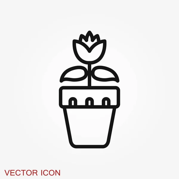 Ícone de vaso, plantas vetorizadas em um pote, símbolo de flor — Vetor de Stock