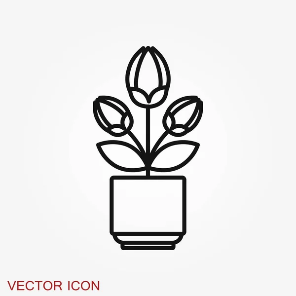 Blumentopf-Symbol, vektorisierte Pflanzen im Topf, Blumensymbol — Stockvektor