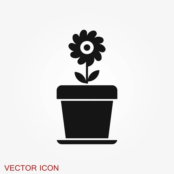 Blumentopf-Symbol, vektorisierte Pflanzen im Topf, Blumensymbol — Stockvektor