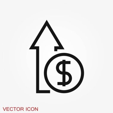 Büyüme simgesi, ticari bilgi simgesi, vektör büyüme sembolü