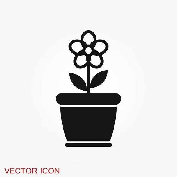 Ikon Flowerpot, tanaman vektor dalam pot, simbol bunga - Stok Vektor