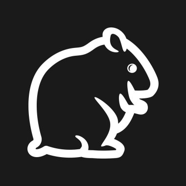 Arka planda düz şekilli hamster simgesi, hayvan sembolü