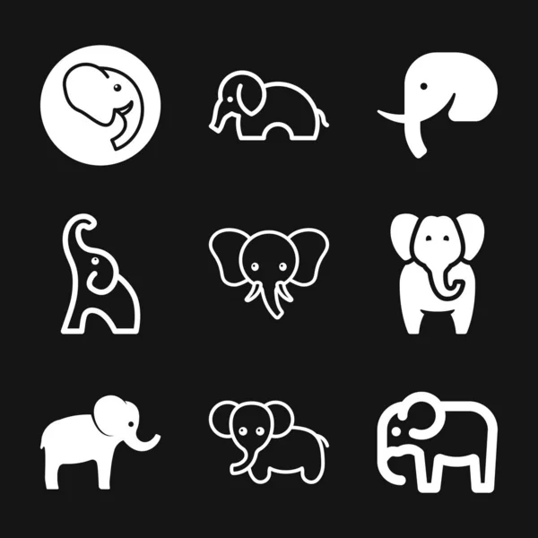 象のアイコン、ベクトルロゴラインアートイラスト — ストックベクタ
