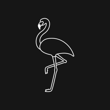 Flamingo simgesi, minimalist vektör çizimi, kuş sembolü