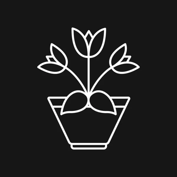 花盆图标，盆中的病媒化植物，花卉符号 — 图库矢量图片