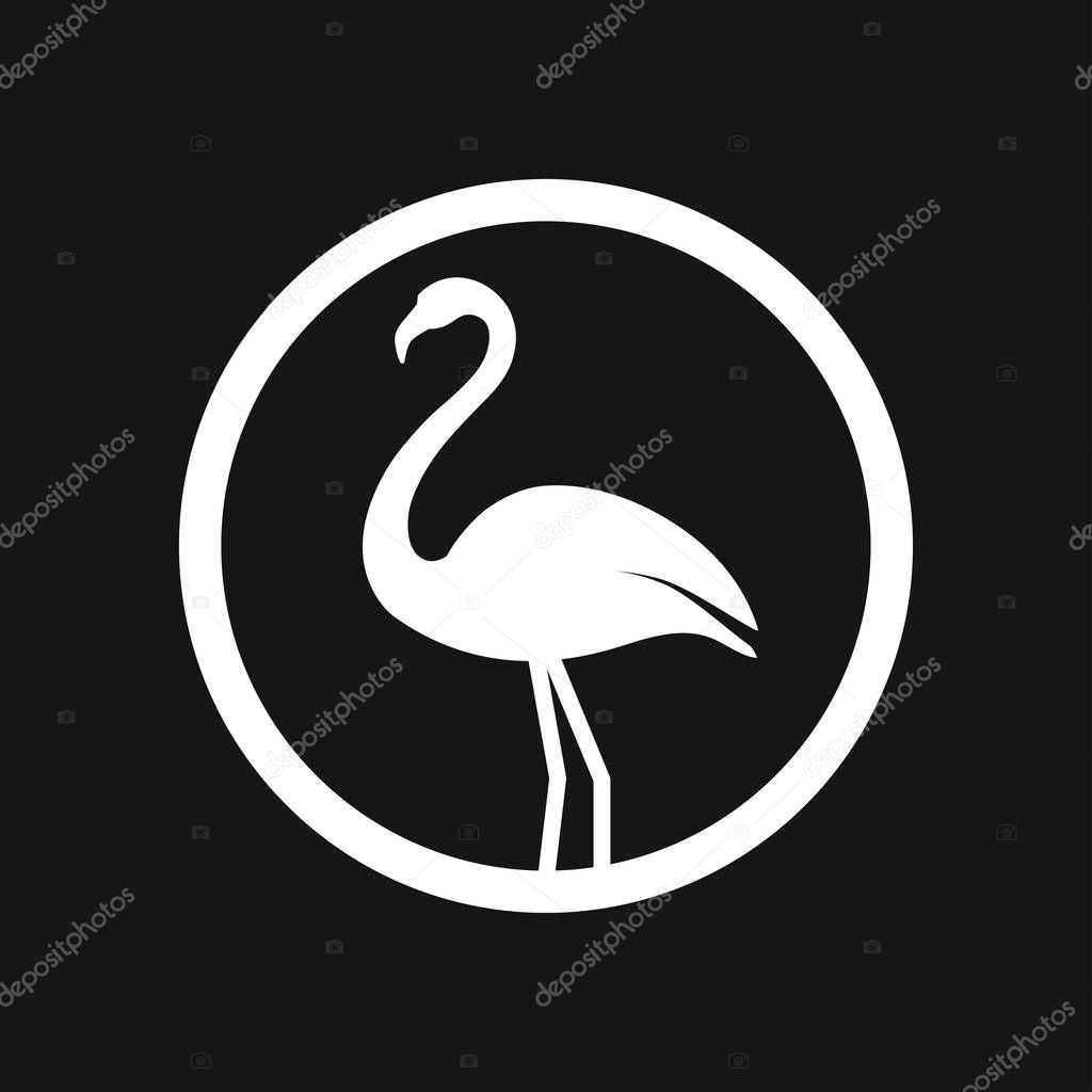 Flamingo icon, minimalistic vector illustration, symbol of bird