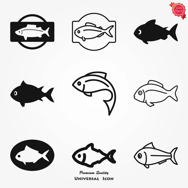 Icono de pescado, ilustración vectorial para el diseño — Vector de stock