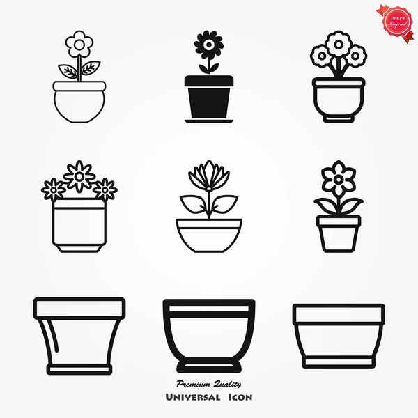 Icono de maceta, plantas vectorizadas en una maceta, símbolo de flor — Archivo Imágenes Vectoriales