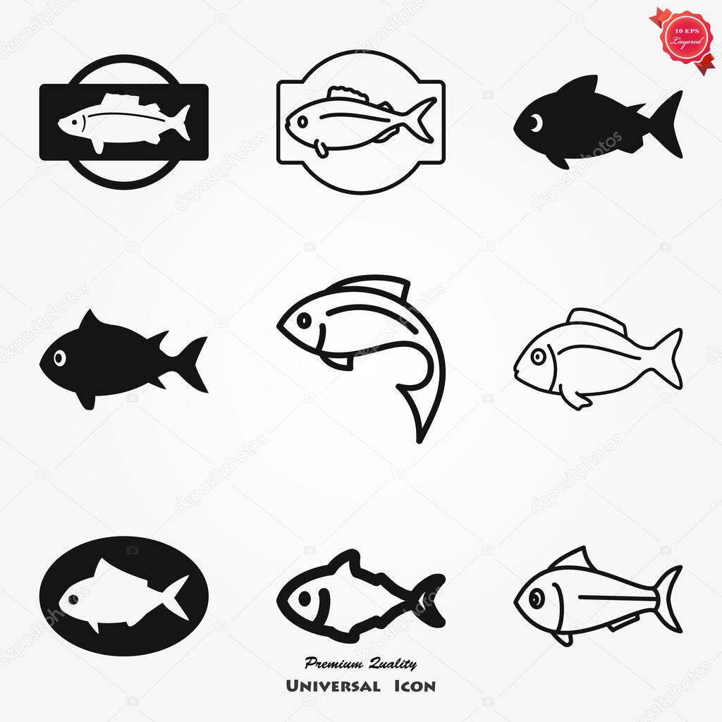 Fish Icon, vector illustration for design