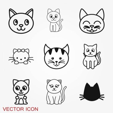 Kedi ikonu. Kitty Vector Simgesi. Arka planda kedi sembolü izole