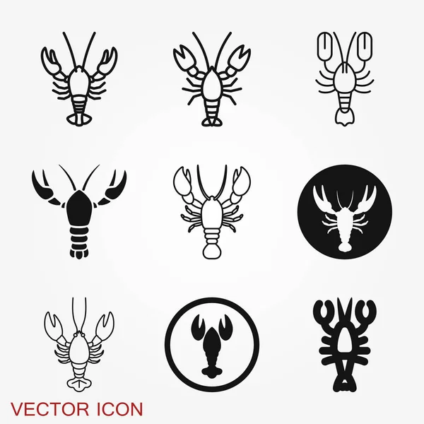 Icône homard logo vectoriel illustration isolé sur fond — Image vectorielle