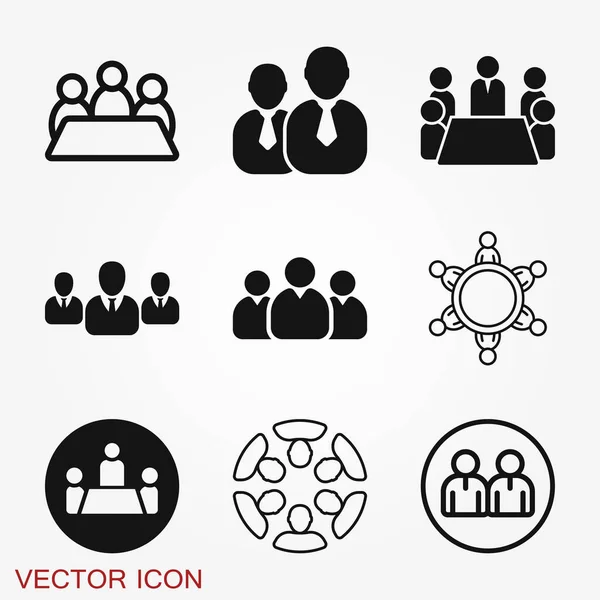 Reunión icono de vector. Iconos de Gestión y Recursos Humanos — Vector de stock