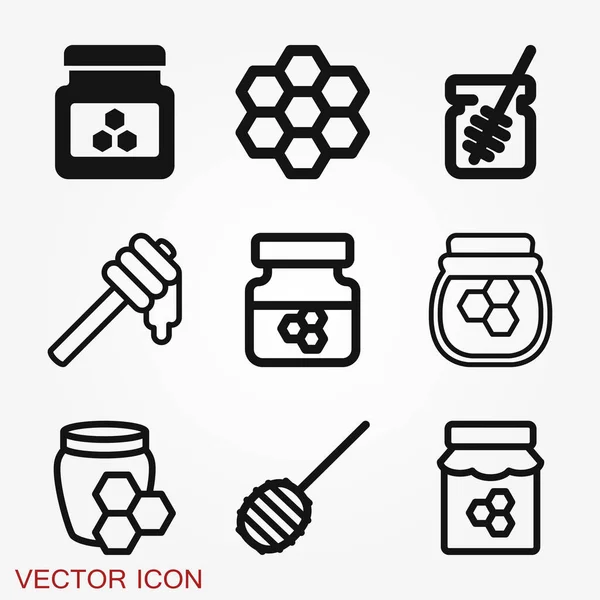 Jar Vektor-Symbol mit Kappe isoliert auf dem Hintergrund. Honigsymbol — Stockvektor