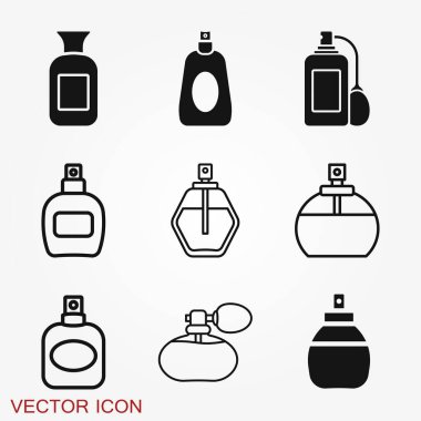 Perfume icon. Vector isolated silhouette, Cosmetics Perfume Bottles