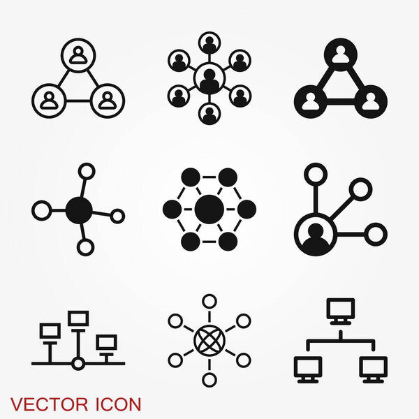 Network icon, computing and computer network symbol