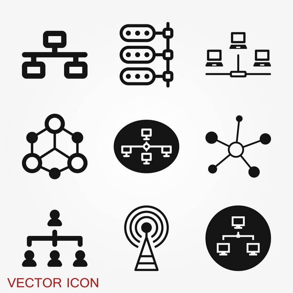 Network icon, computing and computer network symbol