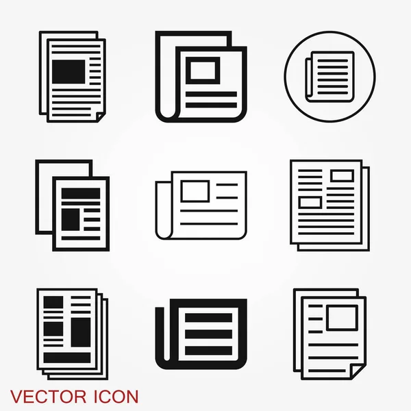 Periódico vector icono. Símbolo de noticias. Diseño plano . — Vector de stock