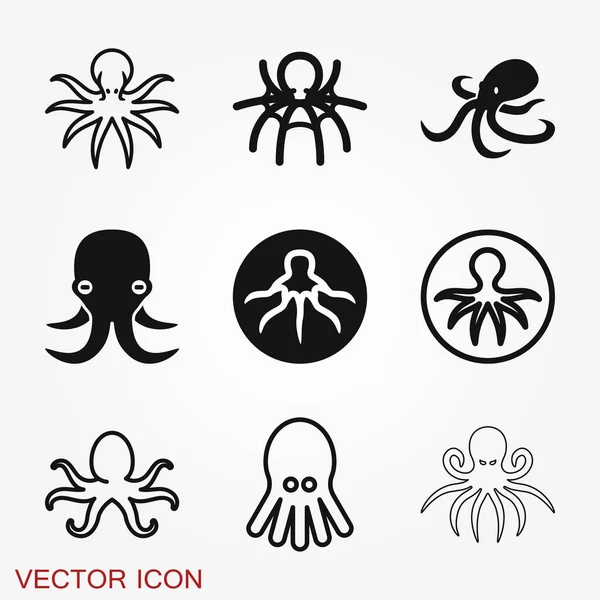 Icono del pulpo. Vector de un diseño de pulpo sobre fondo blanco. Animales acuáticos . — Vector de stock