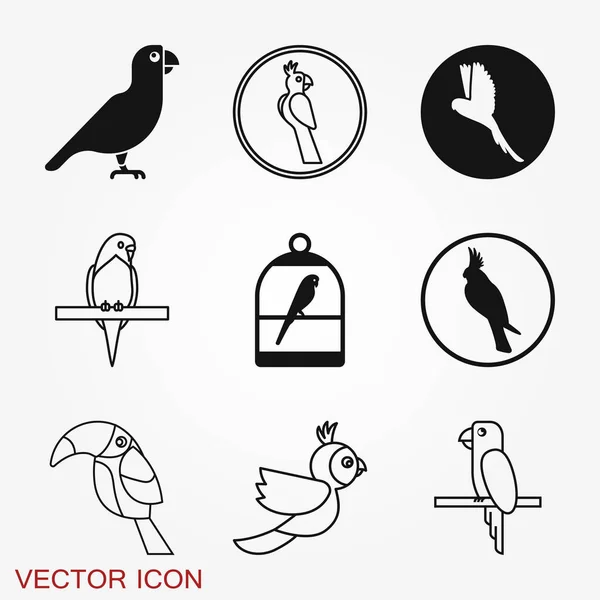 Ícone de papagaio. Ícone de pássaro de silhueta abstrata elegante vetorial — Vetor de Stock
