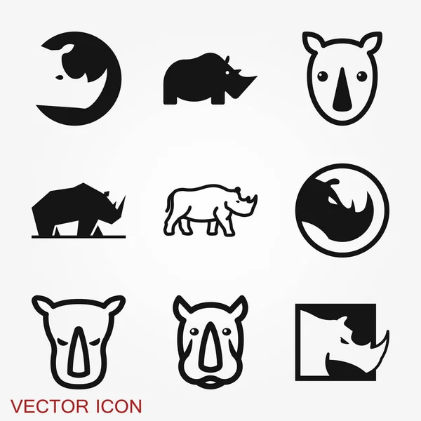 Ícone de rinoceronte isolado em fundos, símbolo de animal vetorial — Vetor de Stock