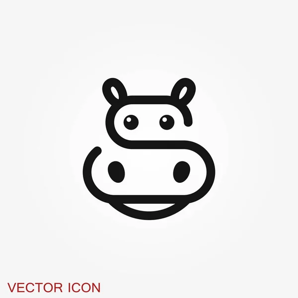 Icono Hipopótamo Vector Iconos Planos Animales Africanos Aislados Fondo — Vector de stock