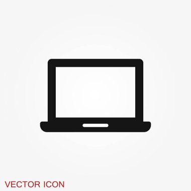 Dizüstü bilgisayar simgesi, vektör sembolü arkaplanda izole edildi